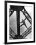 Worker Painting the Eiffel Tower-null-Framed Photo