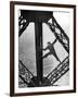 Worker Painting the Eiffel Tower-null-Framed Photo