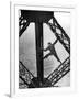 Worker Painting the Eiffel Tower-null-Framed Photo