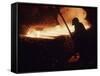 Worker Pouring Hot Steel at an Unidentified Brazilian Steel Plant-Paul Schutzer-Framed Stretched Canvas