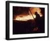 Worker Pouring Hot Steel at an Unidentified Brazilian Steel Plant-Paul Schutzer-Framed Photographic Print
