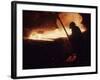 Worker Pouring Hot Steel at an Unidentified Brazilian Steel Plant-Paul Schutzer-Framed Photographic Print