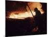 Worker Pouring Hot Steel at an Unidentified Brazilian Steel Plant-Paul Schutzer-Mounted Photographic Print