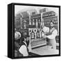 Worker Pouring Soda for Customer-null-Framed Stretched Canvas