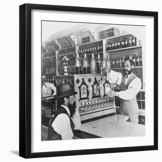 Worker Pouring Soda for Customer-null-Framed Photographic Print