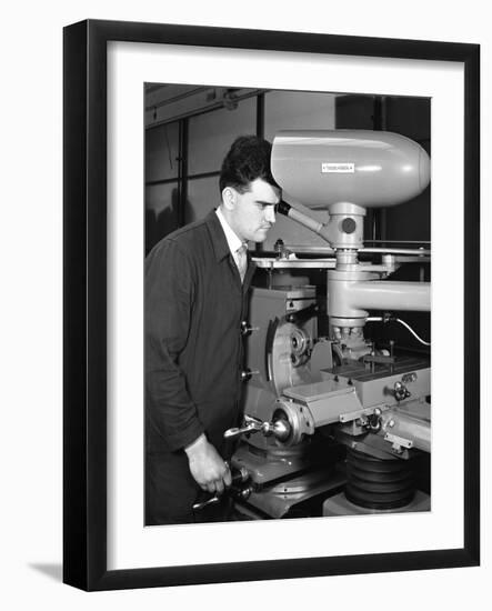 Worker Using a Cutting Machine, Egdar Allen Steel Foundry, Sheffield, South Yorkshire, 1964-Michael Walters-Framed Photographic Print