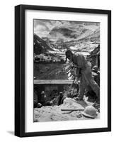 Worker Using a Jack Hammer to Help Build the Dam for the Eca-Sponsored Hydro-Electric Projects-Dmitri Kessel-Framed Photographic Print