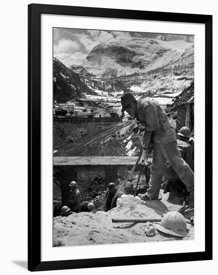 Worker Using a Jack Hammer to Help Build the Dam for the Eca-Sponsored Hydro-Electric Projects-Dmitri Kessel-Framed Photographic Print