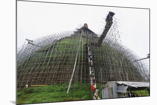 Workers and Scaffolding on the Abhayagiri Dagoba-Christian Kober-Mounted Photographic Print