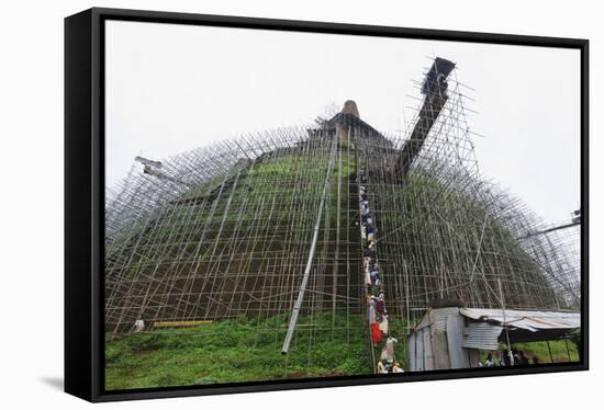 Workers and Scaffolding on the Abhayagiri Dagoba-Christian Kober-Framed Stretched Canvas