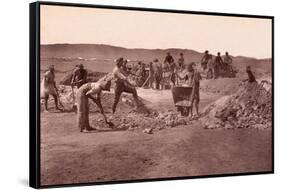 Workers at Gold Mine-null-Framed Stretched Canvas