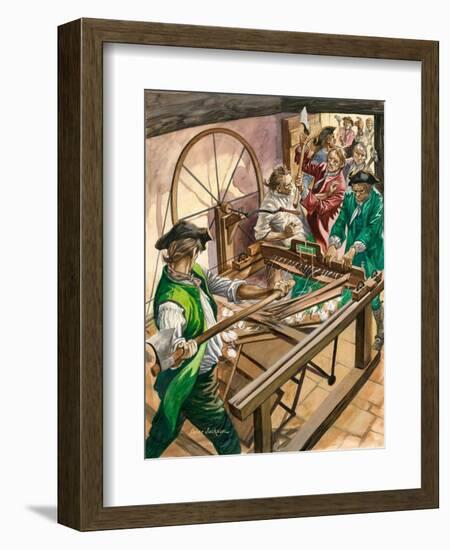 Workers Attack the Blackburn Home of James Hargreaves to Destroy His Invention, the Spinning Jenny-Peter Jackson-Framed Giclee Print