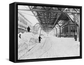 Workers Clearing after Blizzard-null-Framed Stretched Canvas