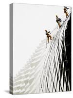 Workers Climb Down the Roof of Singapore's Spikey Fruit Shaped Esplanade Arts Center-null-Stretched Canvas