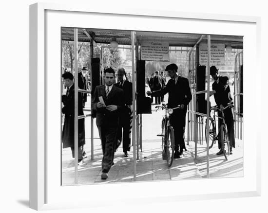 Workers Clocking in at the Gates on Labour Square-John Phillips-Framed Premium Photographic Print