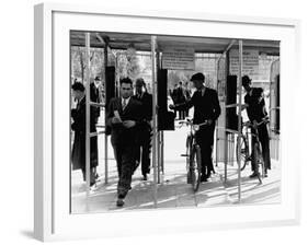 Workers Clocking in at the Gates on Labour Square-John Phillips-Framed Premium Photographic Print