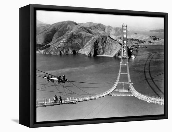 Workers Complete the Catwalks for the Golden Gate Bridge-null-Framed Stretched Canvas