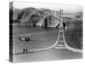 Workers Complete the Catwalks for the Golden Gate Bridge-null-Stretched Canvas