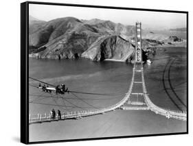 Workers Complete the Catwalks for the Golden Gate Bridge-null-Framed Stretched Canvas