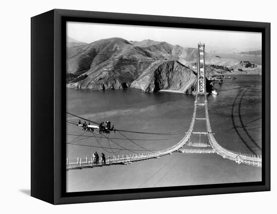 Workers Complete the Catwalks for the Golden Gate Bridge-null-Framed Stretched Canvas