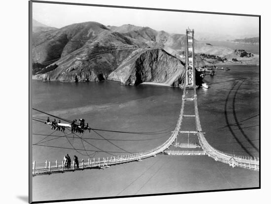 Workers Complete the Catwalks for the Golden Gate Bridge-null-Mounted Photographic Print