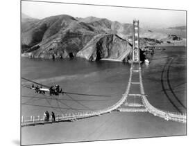 Workers Complete the Catwalks for the Golden Gate Bridge-null-Mounted Photographic Print