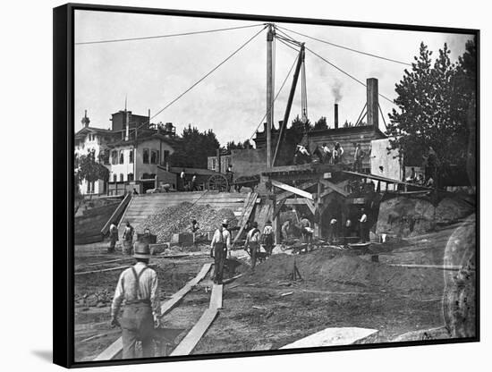 Workers Constructing the Library of Congress-null-Framed Stretched Canvas