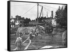 Workers Constructing the Library of Congress-null-Framed Stretched Canvas