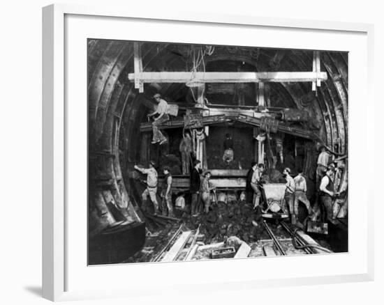 Workers Excavating Great Northern and City Tube Railway-null-Framed Photographic Print