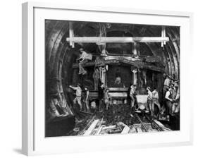 Workers Excavating Great Northern and City Tube Railway-null-Framed Photographic Print