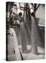 Workers Guiding Granary Filling Spouts as They Pour Tons of Wheat into River Barge for Shipment-Margaret Bourke-White-Stretched Canvas