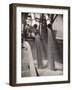 Workers Guiding Granary Filling Spouts as They Pour Tons of Wheat into River Barge for Shipment-Margaret Bourke-White-Framed Photographic Print