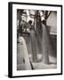 Workers Guiding Granary Filling Spouts as They Pour Tons of Wheat into River Barge for Shipment-Margaret Bourke-White-Framed Photographic Print