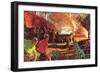 Workers in Steel Mill-null-Framed Art Print