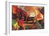 Workers in Steel Mill-null-Framed Art Print