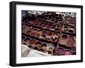 Workers in the Dyeing Pits of a Leather Tannery, Fez, Morocco-Susanna Wyatt-Framed Photographic Print