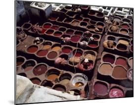 Workers in the Dyeing Pits of a Leather Tannery, Fez, Morocco-Susanna Wyatt-Mounted Photographic Print