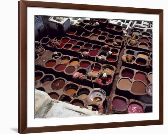 Workers in the Dyeing Pits of a Leather Tannery, Fez, Morocco-Susanna Wyatt-Framed Photographic Print