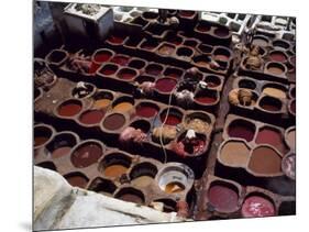 Workers in the Dyeing Pits of a Leather Tannery, Fez, Morocco-Susanna Wyatt-Mounted Photographic Print