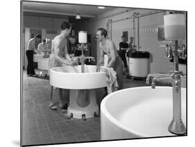 Workers in the Washroom Facility at a Steelworks, Rotherham, South Yorkshire, 1964-Michael Walters-Mounted Photographic Print