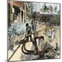 Workers Laying Pipes for Electrical Cables on the Streets of New York, United States, 1882. Colour-null-Mounted Giclee Print