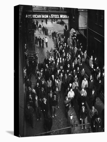 Workers Leaving Jones and Laughlin Steel Plant at 3 P.M. Shift-Margaret Bourke-White-Stretched Canvas
