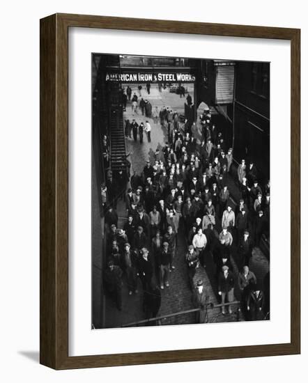 Workers Leaving Jones and Laughlin Steel Plant at 3 P.M. Shift-Margaret Bourke-White-Framed Photographic Print