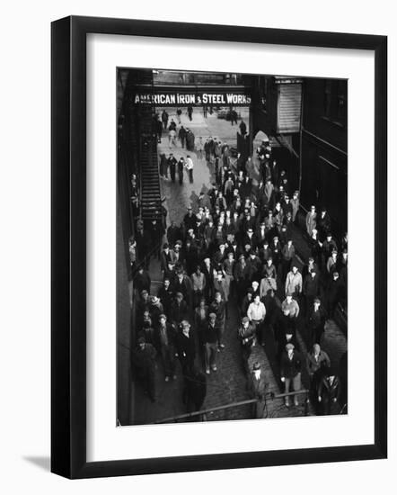 Workers Leaving Jones and Laughlin Steel Plant at 3 P.M. Shift-Margaret Bourke-White-Framed Photographic Print