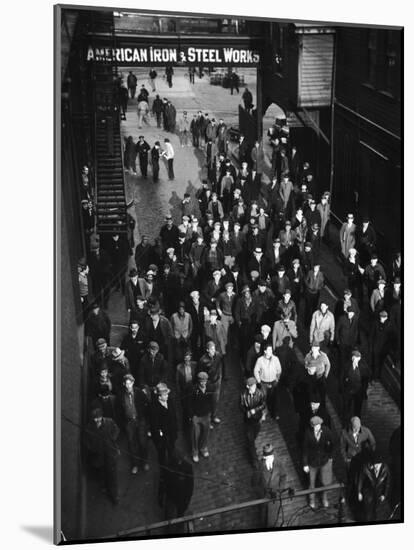 Workers Leaving Jones and Laughlin Steel Plant at 3 P.M. Shift-Margaret Bourke-White-Mounted Photographic Print