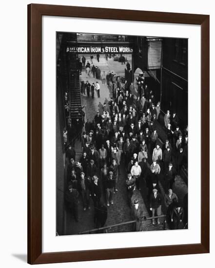 Workers Leaving Jones and Laughlin Steel Plant at 3 P.M. Shift-Margaret Bourke-White-Framed Photographic Print