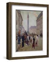 Workers Leaving Maison Paquin, in Rue De La Paix, with Place Vendomen in Background, 1906-Jean Béraud-Framed Giclee Print