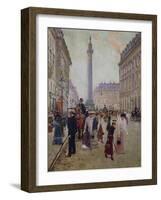 Workers Leaving Maison Paquin, in Rue De La Paix, with Place Vendomen in Background, 1906-Jean Béraud-Framed Giclee Print