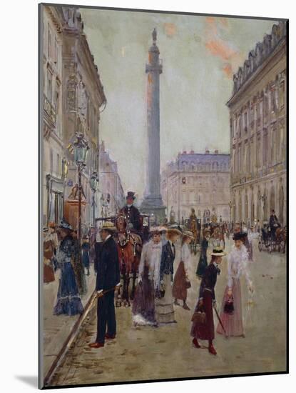 Workers Leaving Maison Paquin, in Rue De La Paix, with Place Vendomen in Background, 1906-Jean Béraud-Mounted Giclee Print