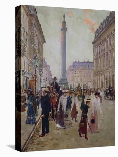 Workers Leaving Maison Paquin, in Rue De La Paix, with Place Vendomen in Background, 1906-Jean Béraud-Stretched Canvas
